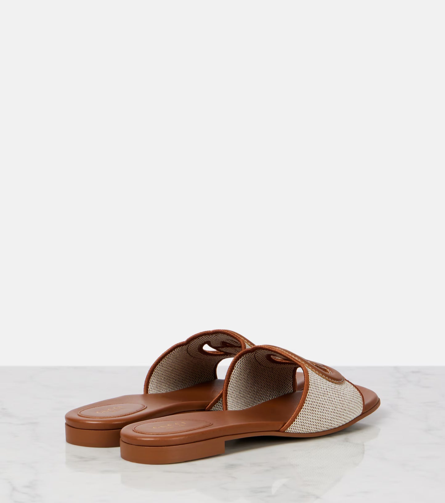 GG TWO TONED INTERLOCKING SLIDES - BROWN & NUDE