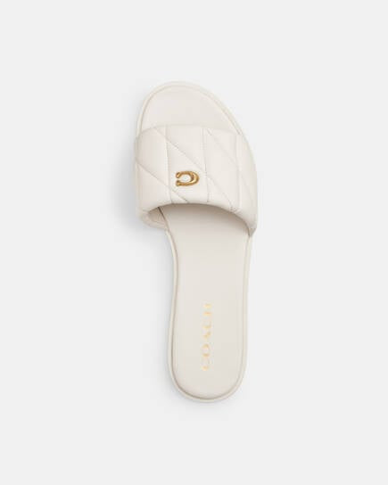 HOLLY WHITE QUILTED SLIDES