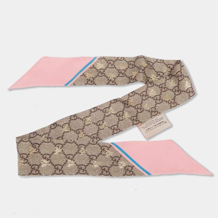 BEIGE AND PINK GG SCARF