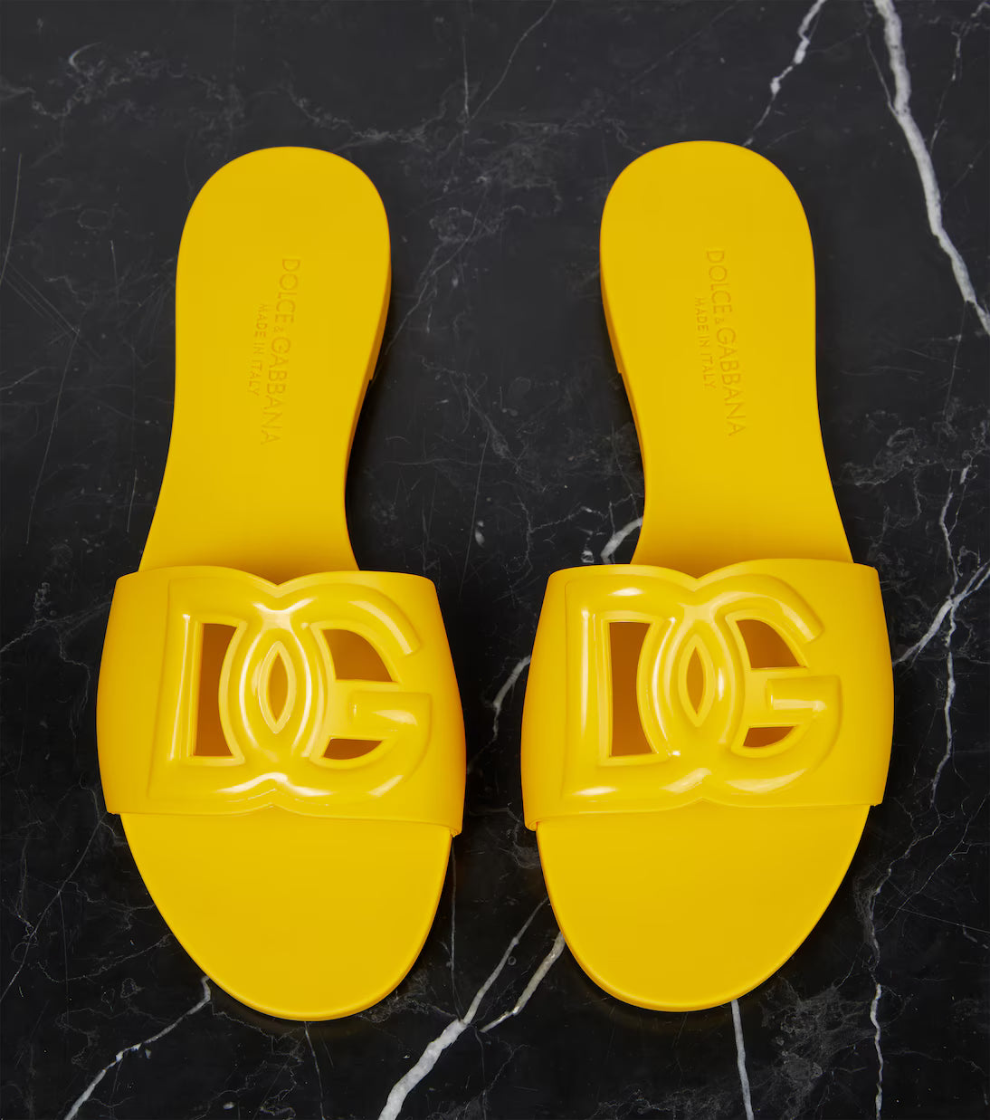 DG RUBBER SLIDE SANDALS-VIBRANT YELLOW
