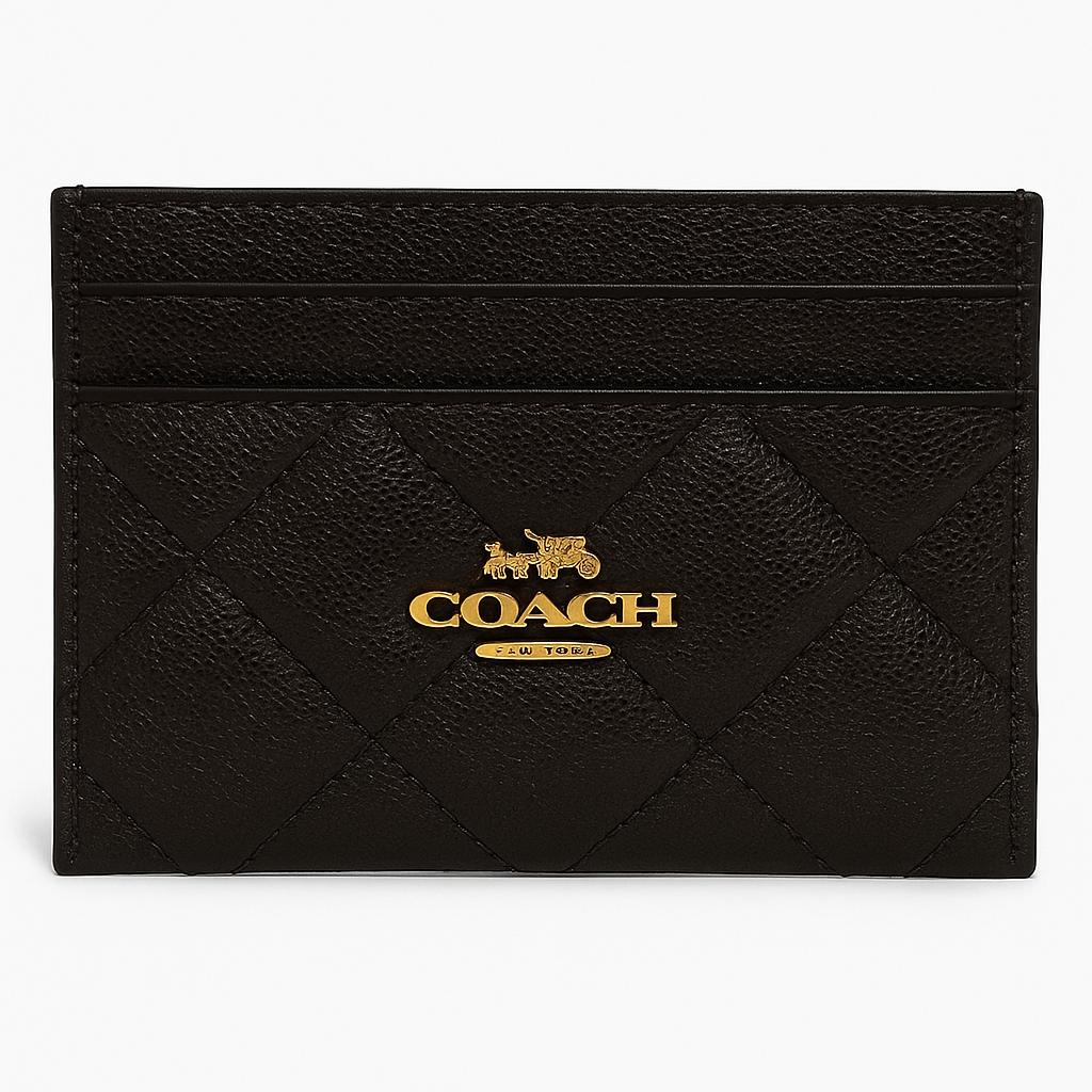 QUILTED CARD CARD HOLDER - BLACK