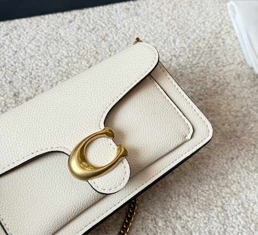 TABBY MINI CHAIN CLUTCH BAG - WHITE