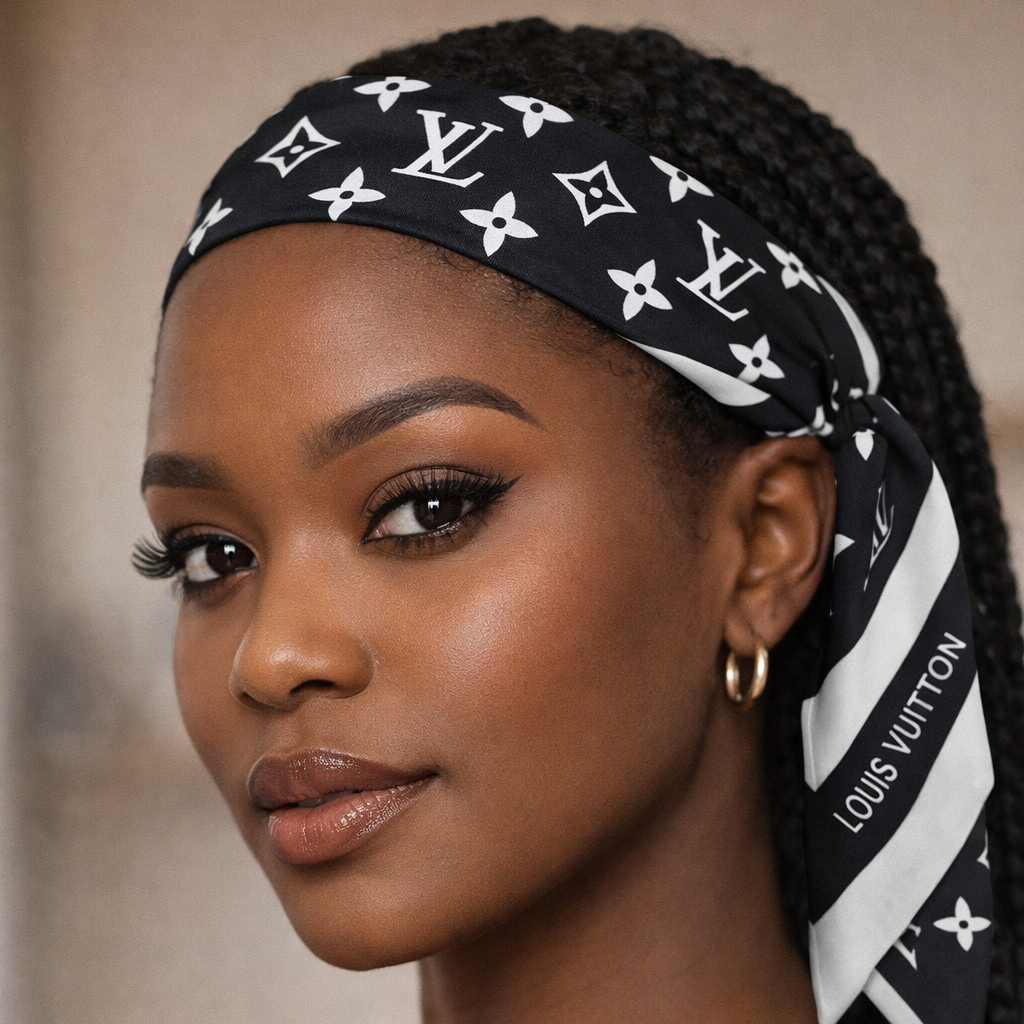 MONOGRAM INFINITY HEADBAND SCARF - BLACK