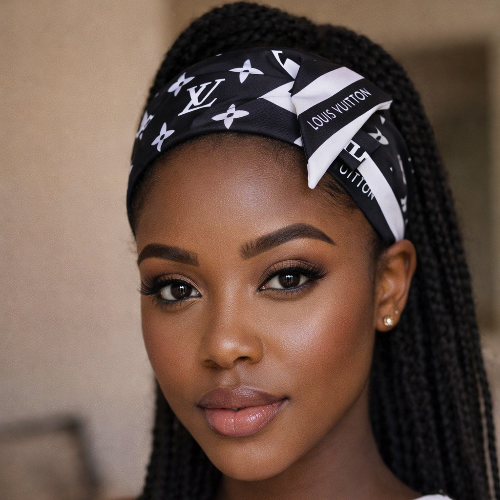 MONOGRAM INFINITY HEADBAND SCARF - BLACK