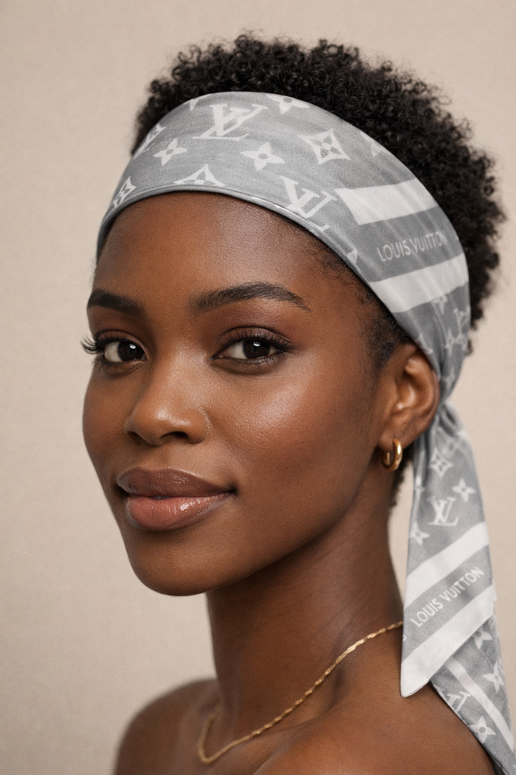 MONOGRAM INFINITY HEADBAND SCARF - GRAY