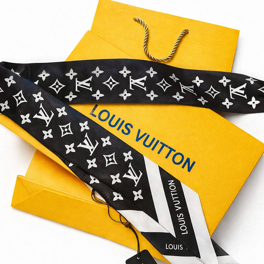 MONOGRAM INFINITY HEADBAND SCARF - BLACK