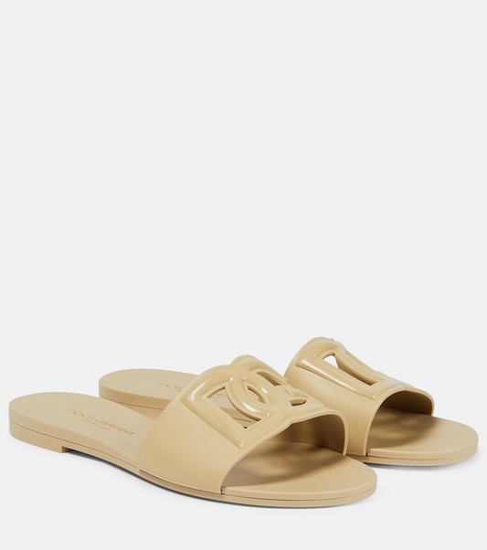 DG RUBBER SLIDE SANDALS - NUDE