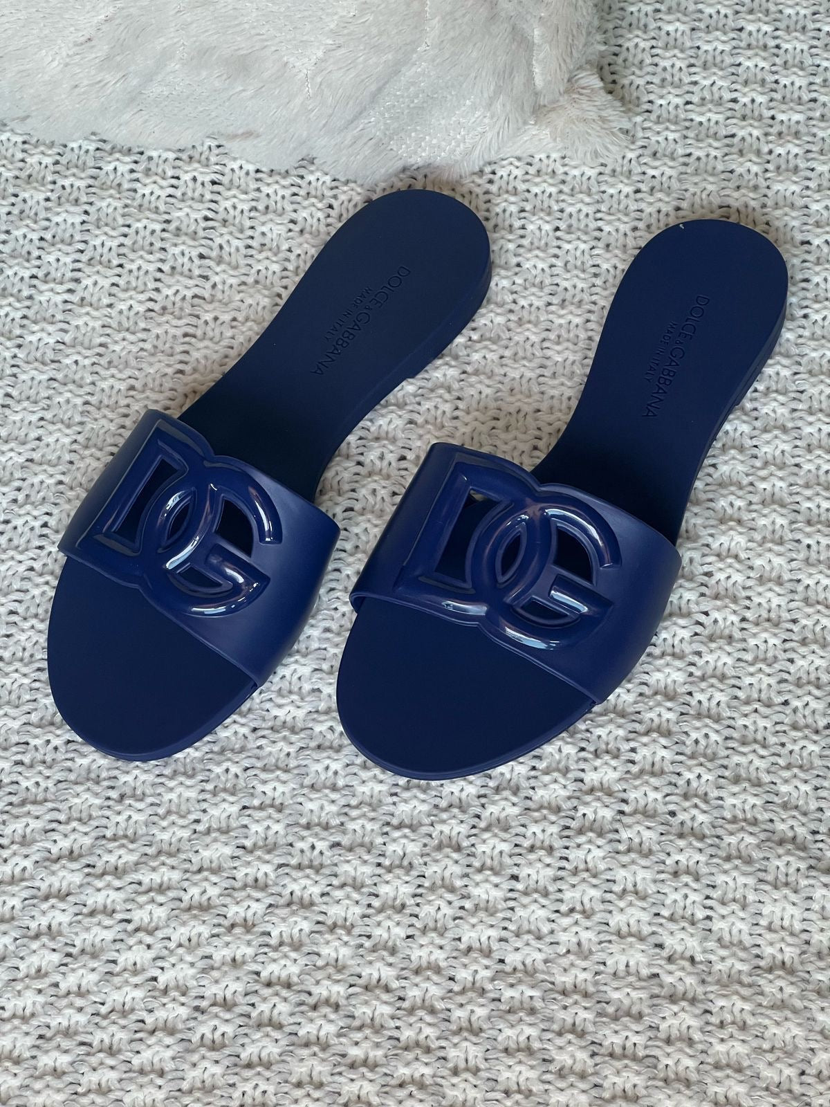 DG RUBBER SLIDE SANDALS-Dark BLUE/PURPLE