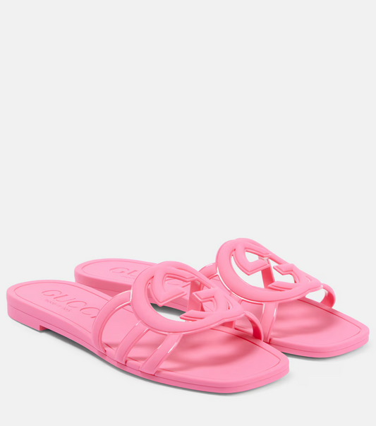 INTERLOCKING G RUBBER SLIDE SANDALS - PINK