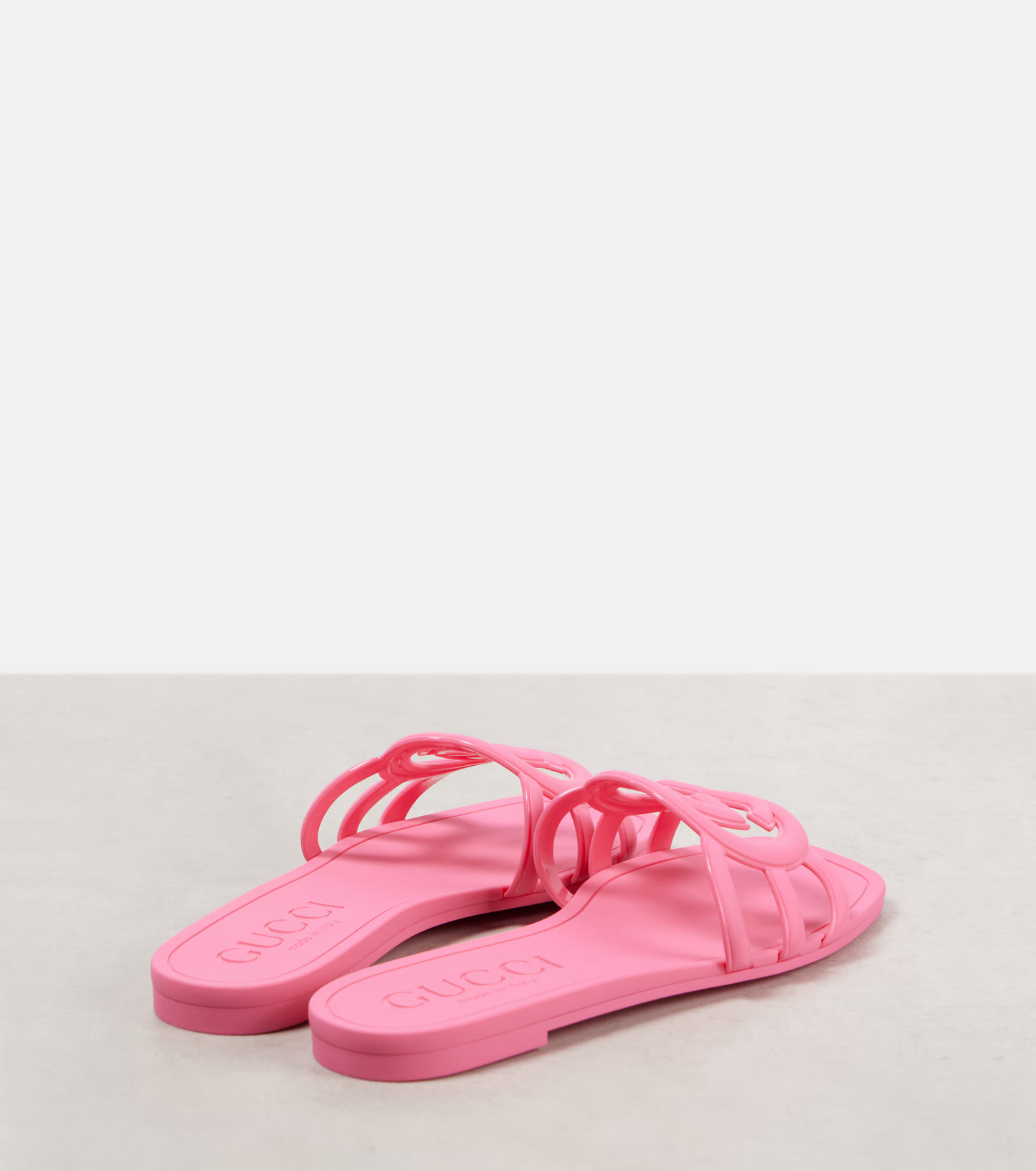 INTERLOCKING G RUBBER SLIDE SANDALS - PINK
