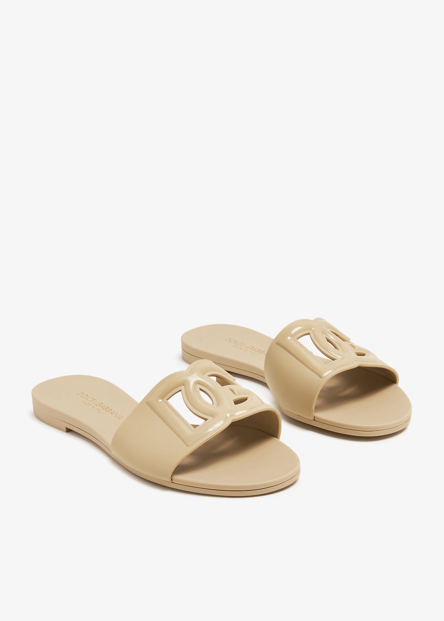 DG RUBBER SLIDE SANDALS - NUDE/ BUTTER YELLOW