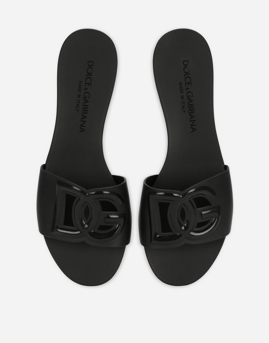 DG RUBBER SLIDE SANDALS - BLACK