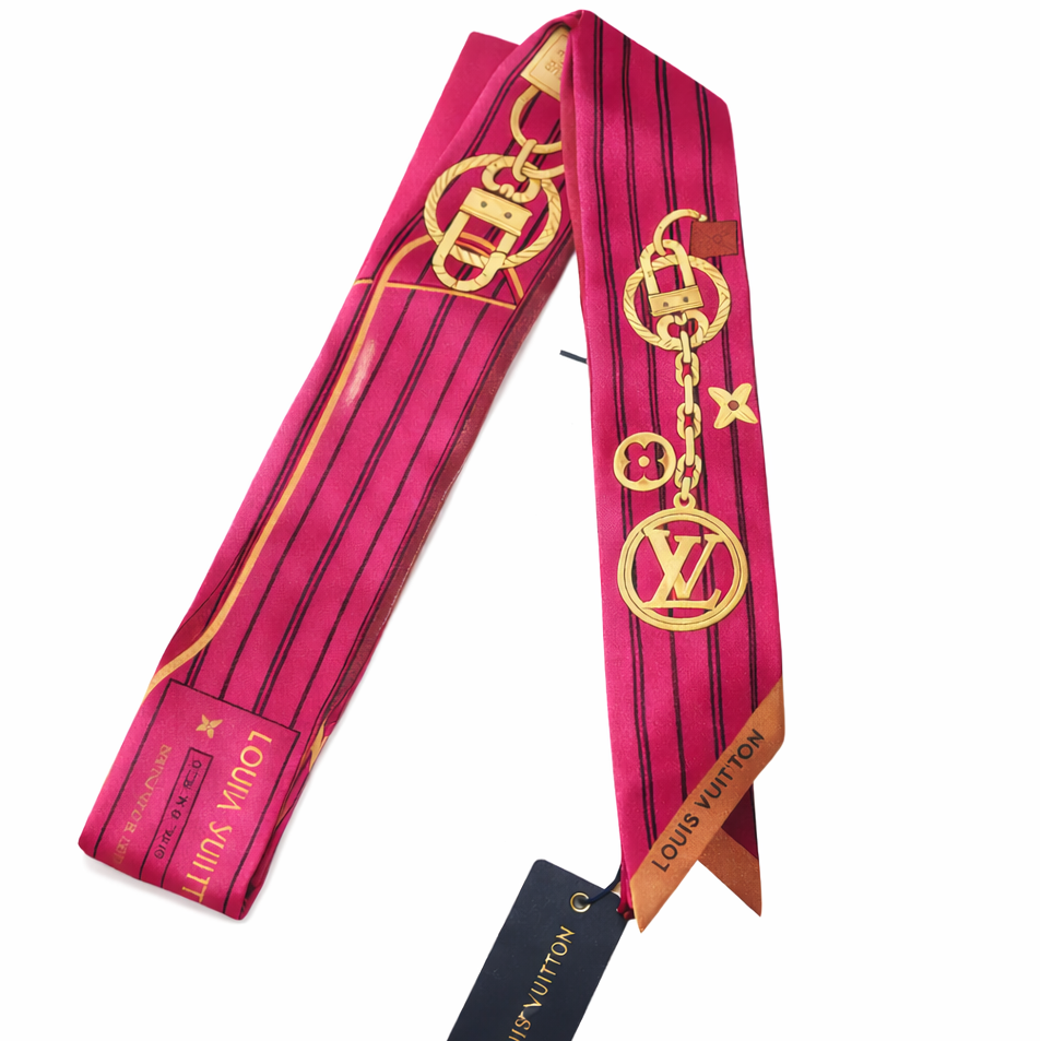 MONOGRAM INFINITY HEADBAND SCARF - PINK AND GOLD