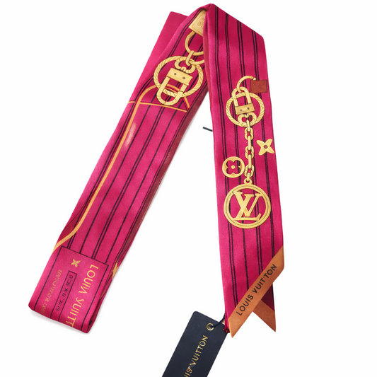 MONOGRAM INFINITY HEADBAND SCARF - PINK AND GOLD