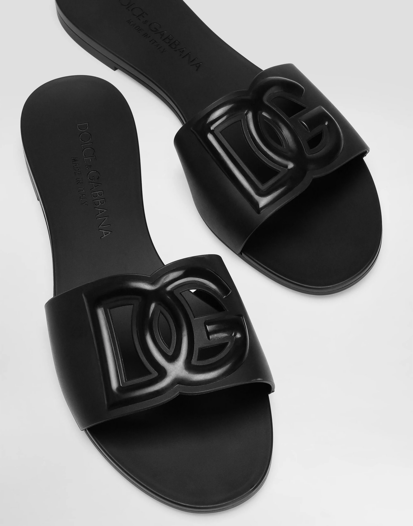 DG RUBBER SLIDE SANDALS - BLACK