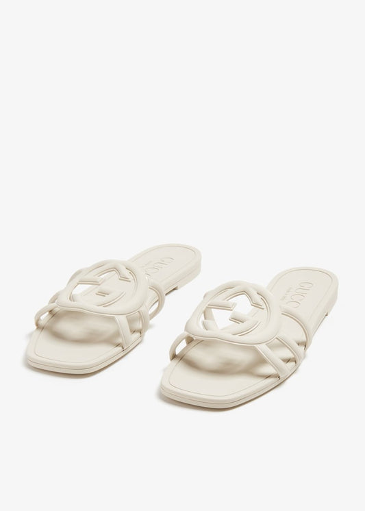 INTERLOCKING G RUBBER SLIDE SANDALS