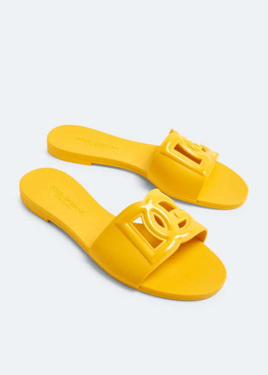 DG RUBBER SLIDE SANDALS-VIBRANT YELLOW